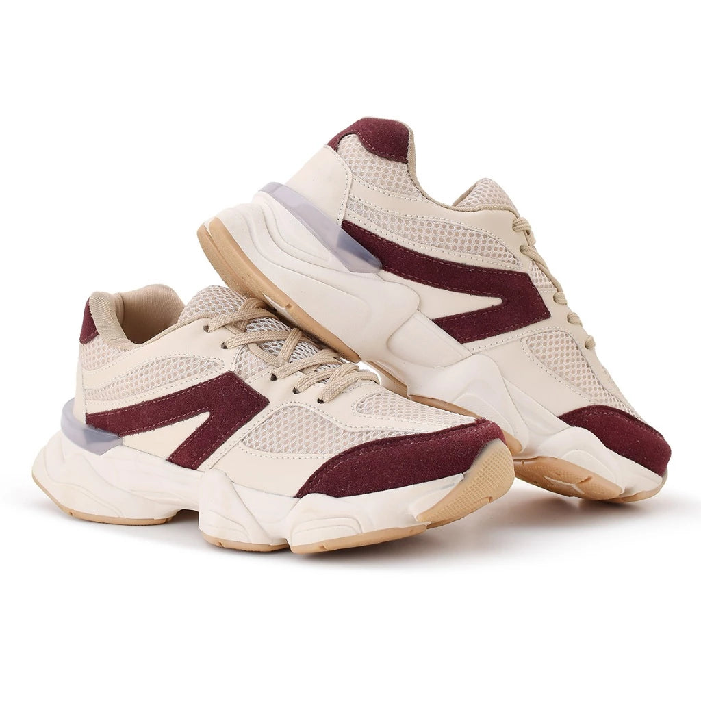 Women's Lightweight & Comfortable Athletic Shoes – Marsala/Beige