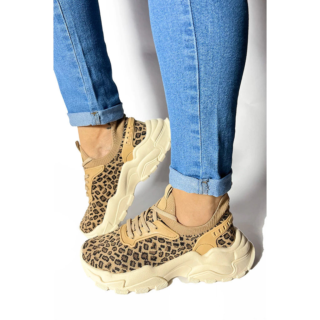 Luna Women's Sneakers – Nude Leopard Print